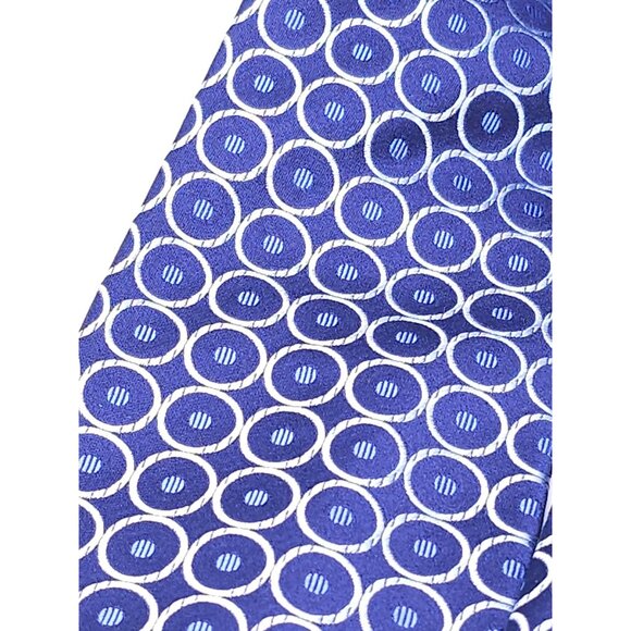 BCBG Attitude Mens Silk Tie Blue & White Circle Pattern - Picture 11 of 14